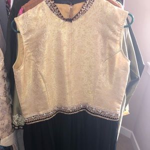 Black and gold sophisticated gown with high neck!